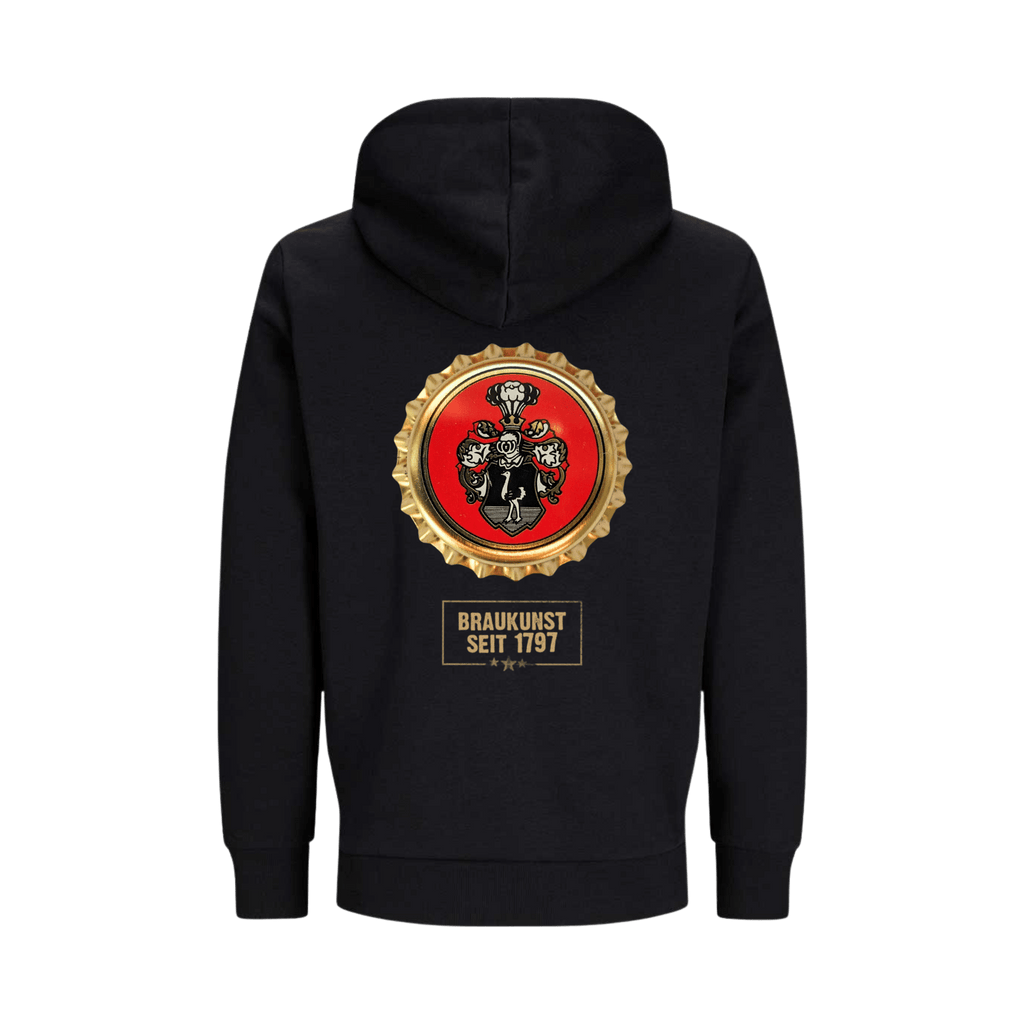 Wettelsheimer Bier – Hoodie mit Kronkorken Schwarz