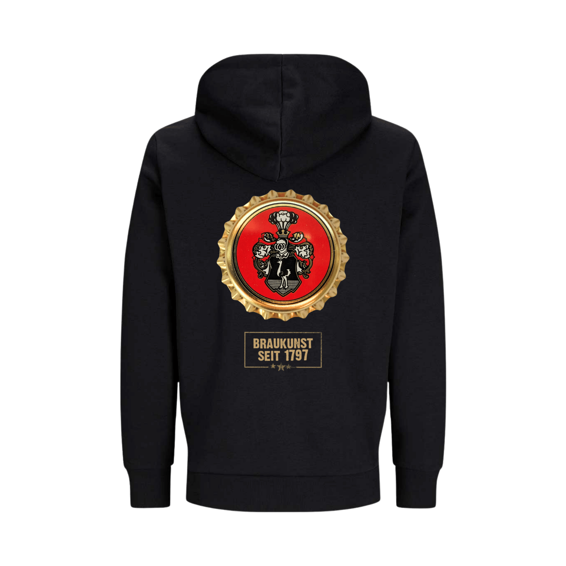 Wettelsheimer Bier – Hoodie mit Kronkorken Schwarz