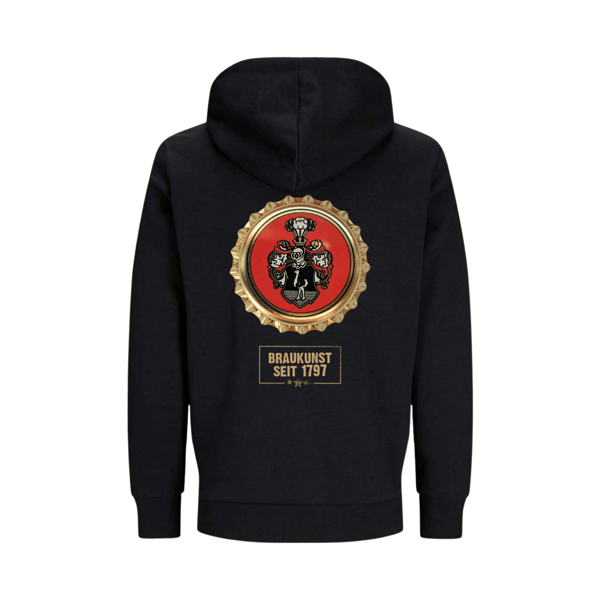 Wettelsheimer Bier – Hoodie mit Kronkorken Schwarz