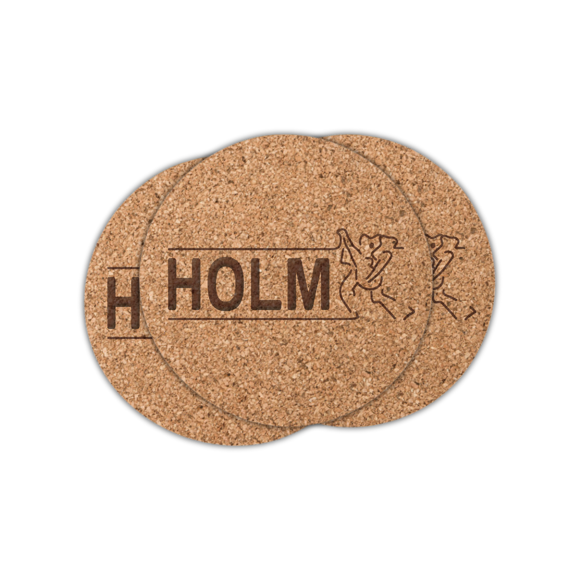 Holm - 3x Korkuntersetzer (Lasergravur)