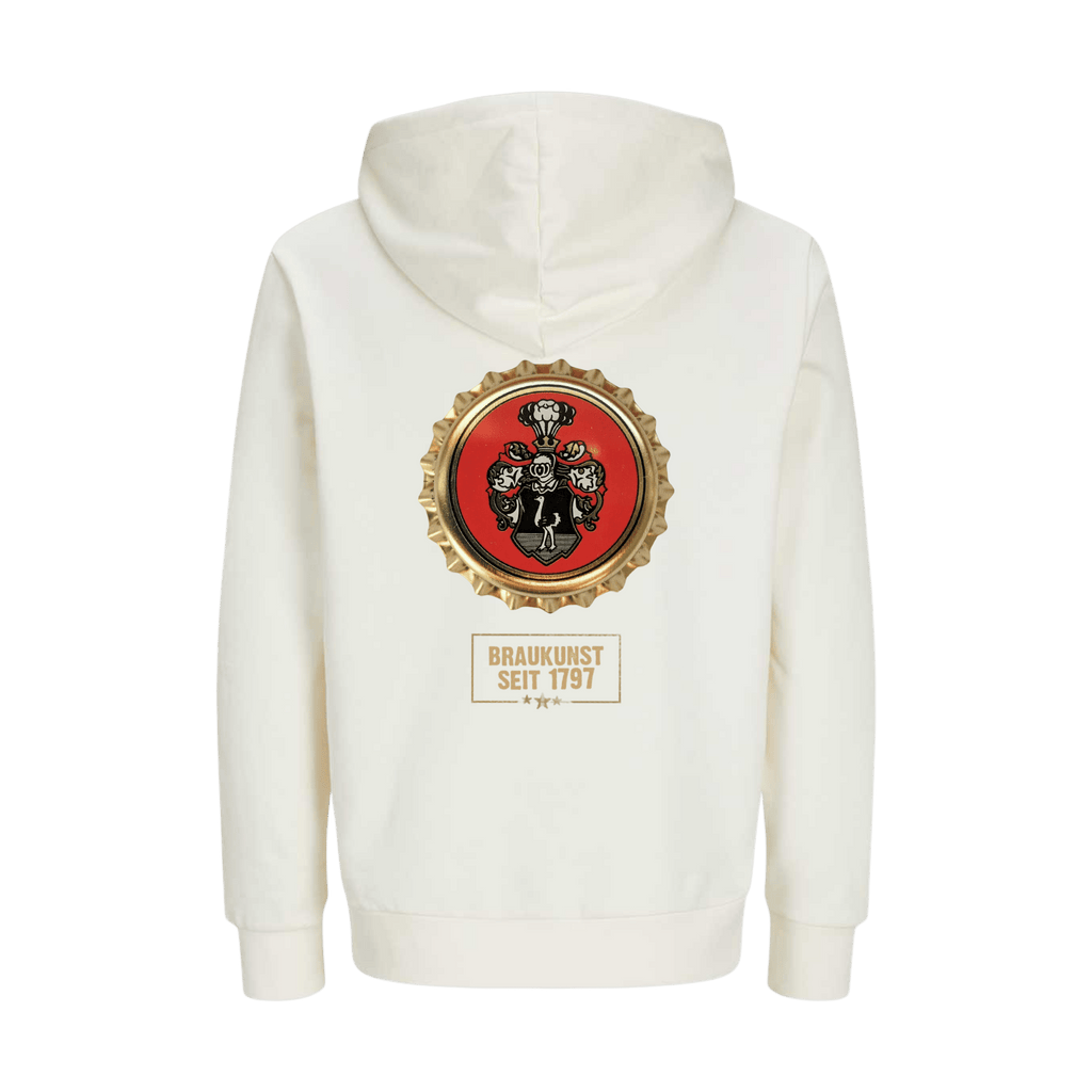 Wettelsheimer Bier – Hoodie mit Kronkorken Beige