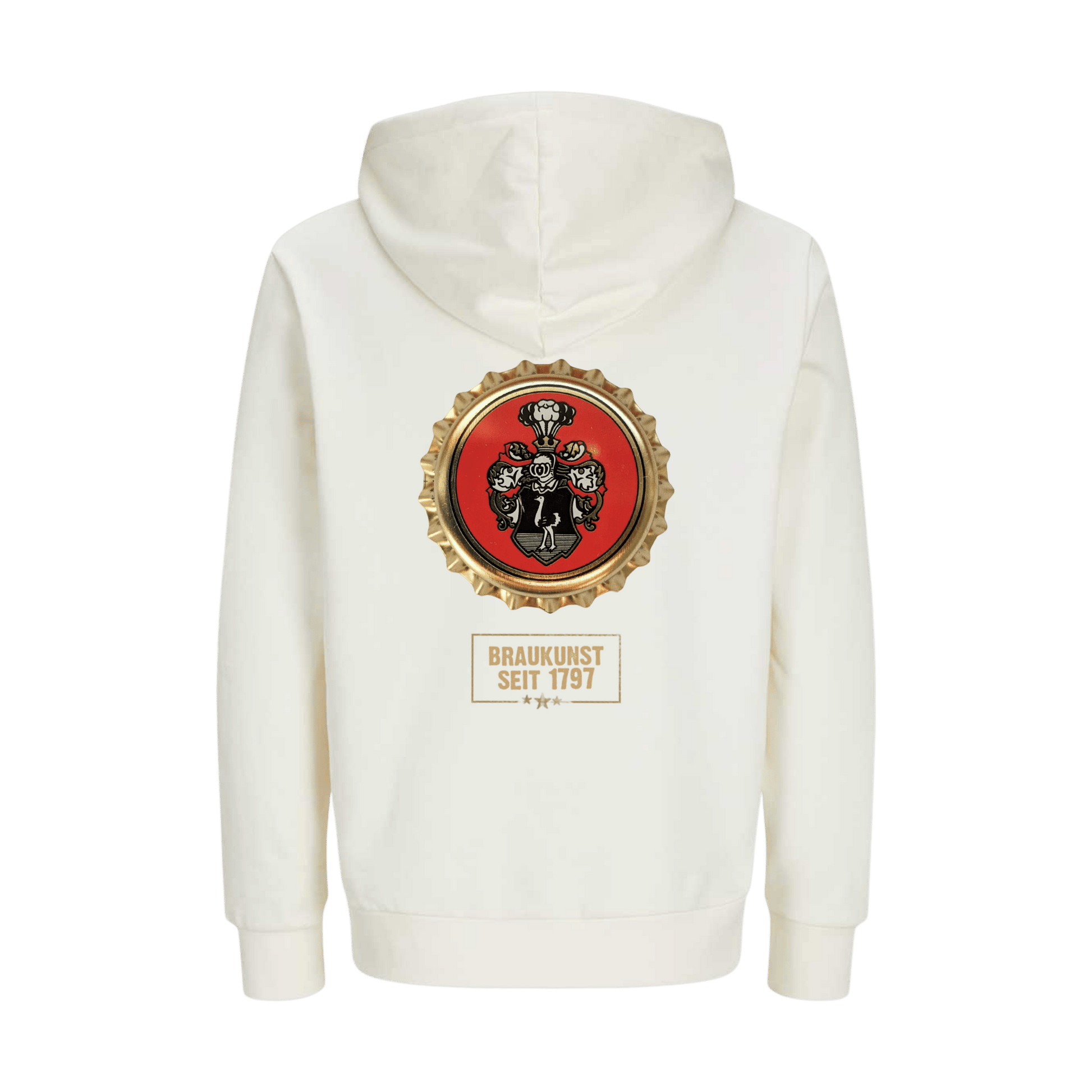 Wettelsheimer Bier – Hoodie mit Kronkorken Beige