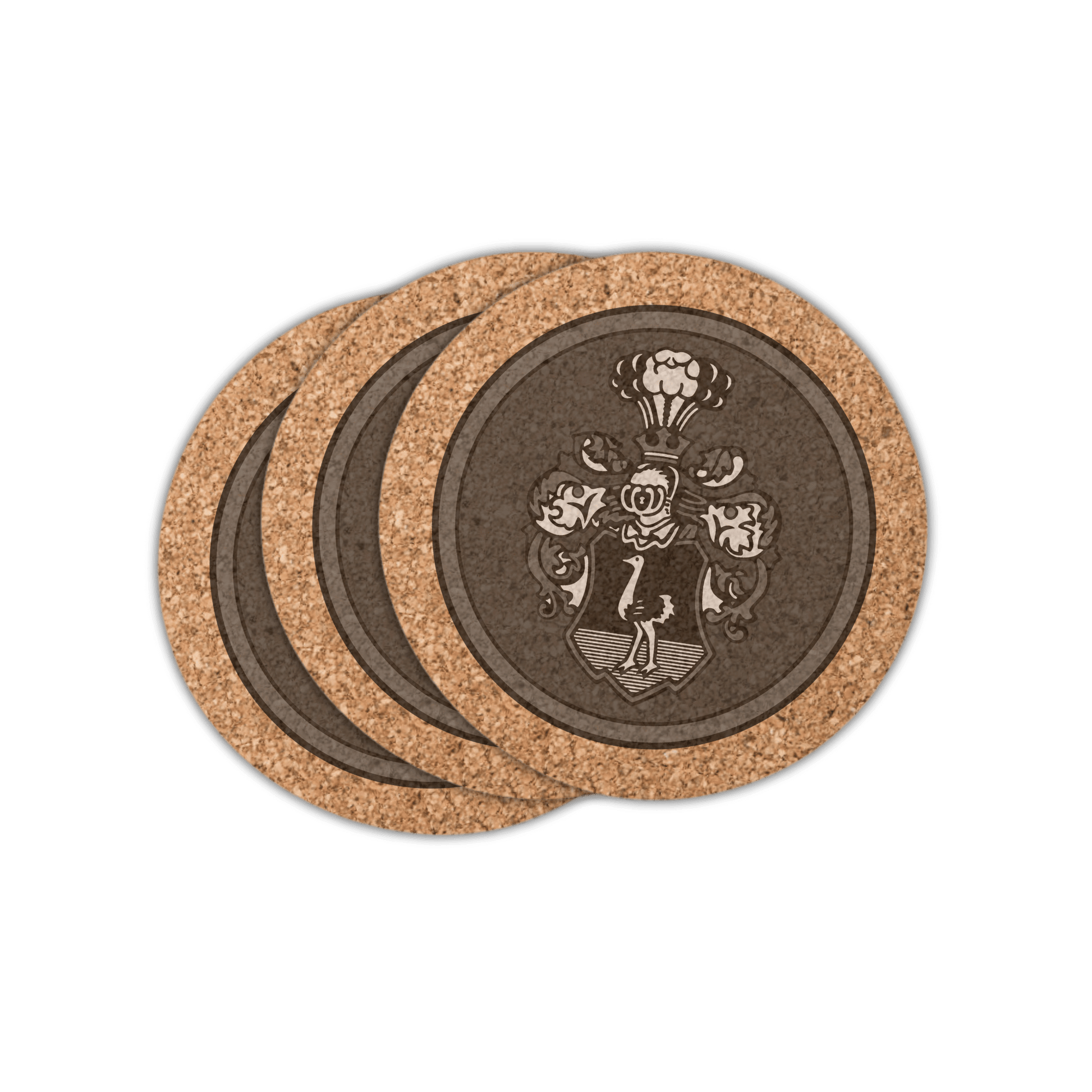 Wettelsheimer Bier – 3x Korkuntersetzer "Wappen" (Lasergravur)